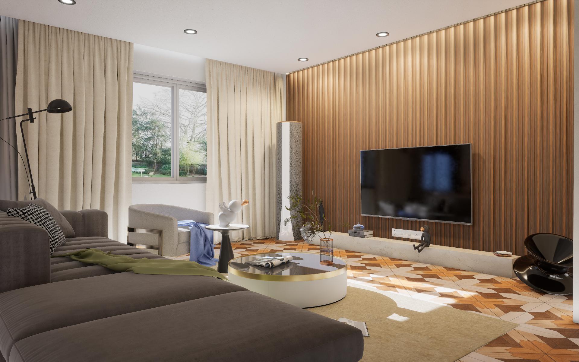 Wooden Louvers Panel Wood Brown 8x0.41 Ft - 941005