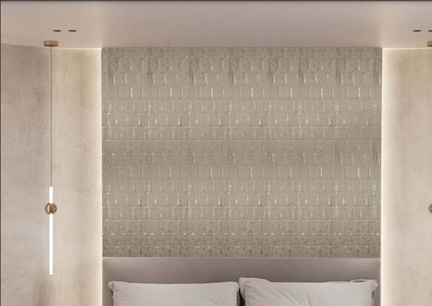 Hexagon Duet Velvet Finish Decorative Wall Panel Fabric White 8x2 Ft - Cn 05