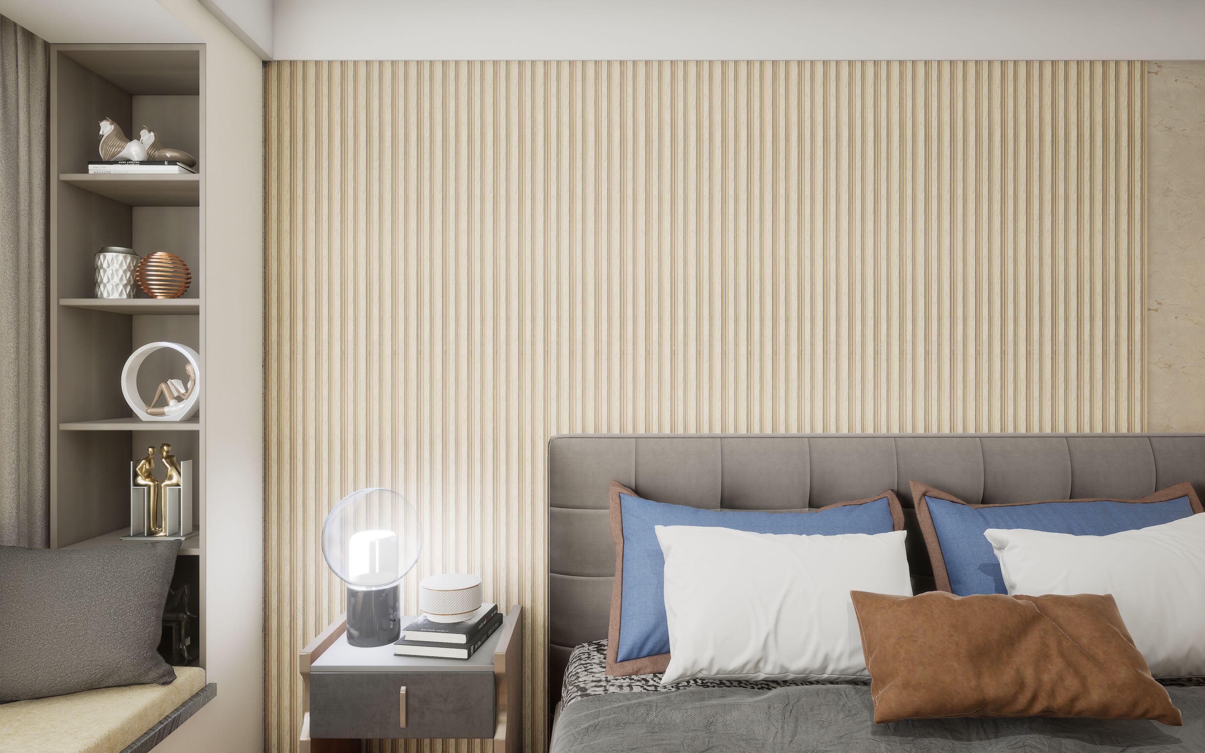 Charcoal Louvers Panel Sleek & Splendid Series Marble Stone Creme 8x0.41 Ft - Sa 3001