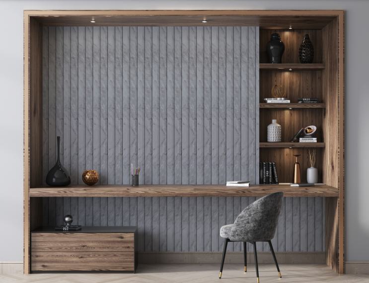 Estella Decor 8 Ft X 4.72 Inch Charcoal Louvers Marble & Stone Grey 8x0.39 - Ed 1115