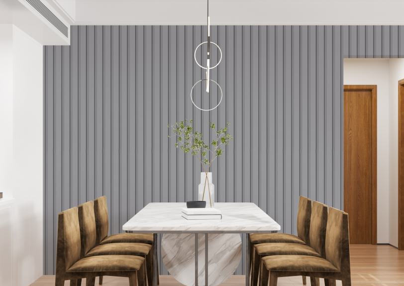 Estella Decor Charcoal Louvers Plain Colors Grey 8x0.39 Ft - Ed 1128