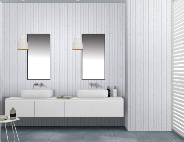 Estella Decor Charcoal Louvers Wood White 8x0.39 Ft - Ed 1303