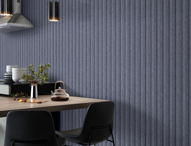 Estella Decor Charcoal Louvers Marble & Stone Grey 8x0.39 Ft - Ed 1305
