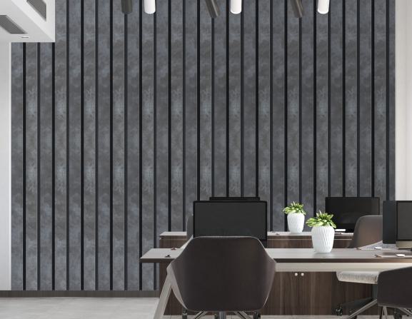 Estella Decor Charcoal Louvers Marble & Stone Grey 8x0.39 Ft - Ed 1425