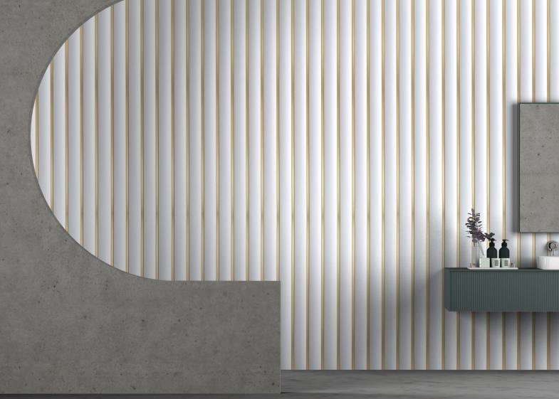 Estella Decor Charcoal Louvers Plain Colors White 8x0.39 Ft - Ed 1504