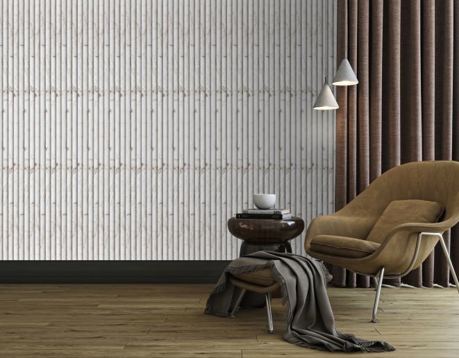 Estella Decor Charcoal Louvers Marble & Stone White 8x0.39 Ft - Ed 1704
