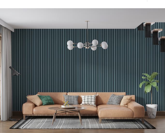 Charcoal Louvers Panel Plain Colors Green 8x0.39 Ft - Ed 1803