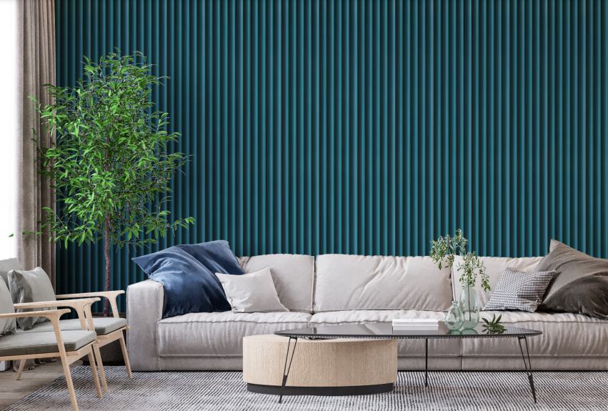 Estella Decor Charcoal Louvers Plain Colors Green 8x0.39 Ft - Ed 1808