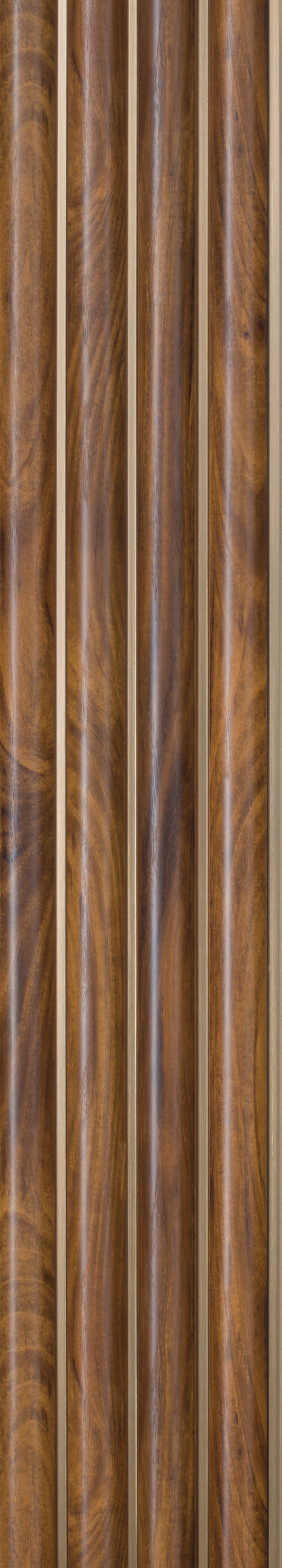 Cassa4 Series Wood Louvers Brown 8x0.41 Ft - 3453