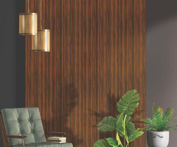 Charcoal Louvers Panel Wood Brown 9.5x1 Ft - Gl 912102