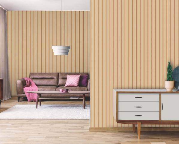 Charcoal Louvers Panel Wood Beige 9.5x1 Ft - Gl 912301