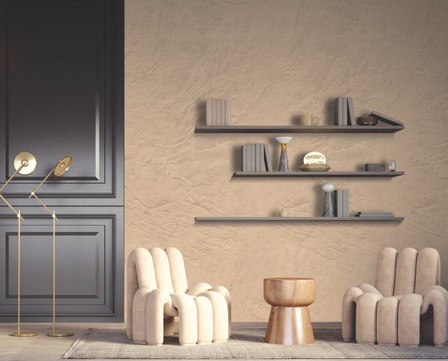 Gloirio Series Louvers Panel Marble & Stone Brown 8x4 Ft - Gl 11196