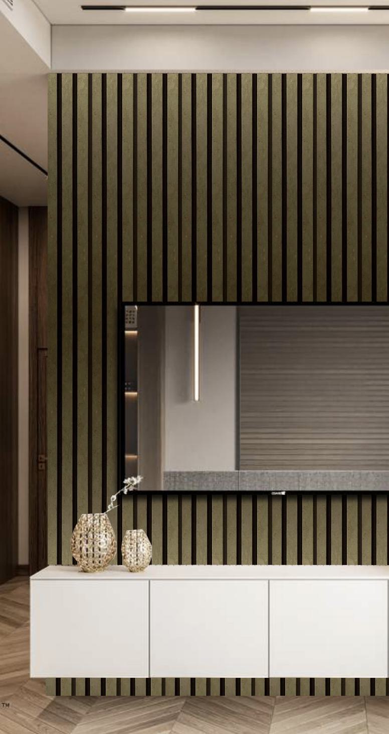 Gold Charcoal Louvers Panel Slat Series Wood 8x0.41 Ft - Sl 924