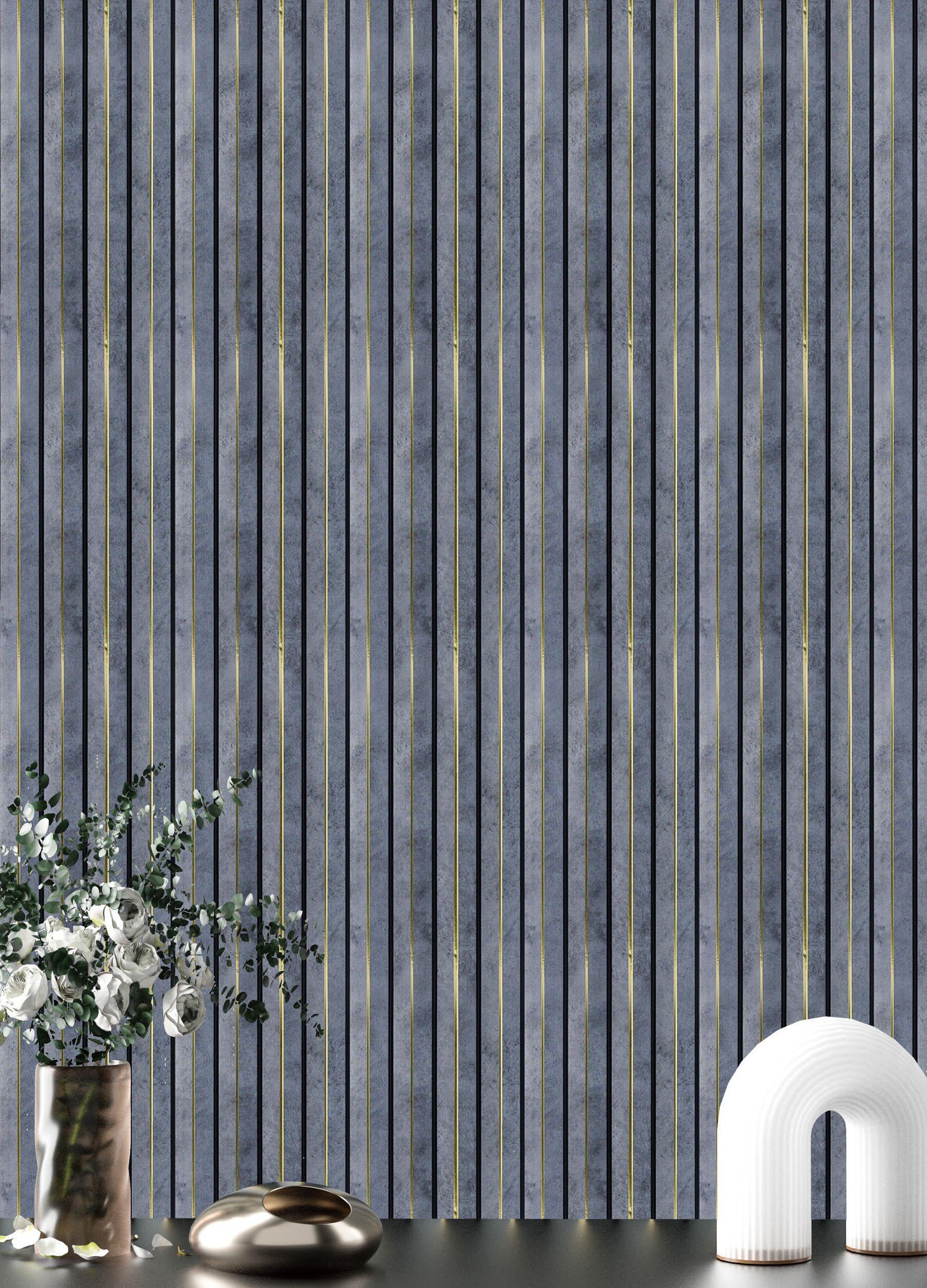 Grey Cement Charcoal Louvers Panel Wood 8x0.39 Ft - Pn 05314
