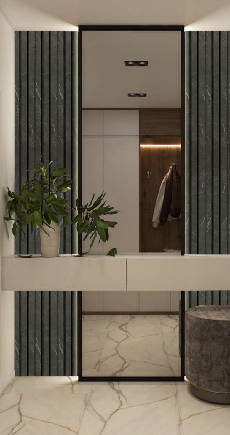 Grey Charcoal Louvers Panel Slat Series Marble & Stone 8x0.41 Ft - Sl 922