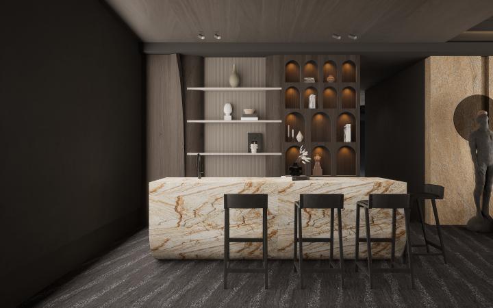 Grey Charcoal Louvers Panel Sleek & Splendid Series Wood 8x0.41 Ft - Sa 4012