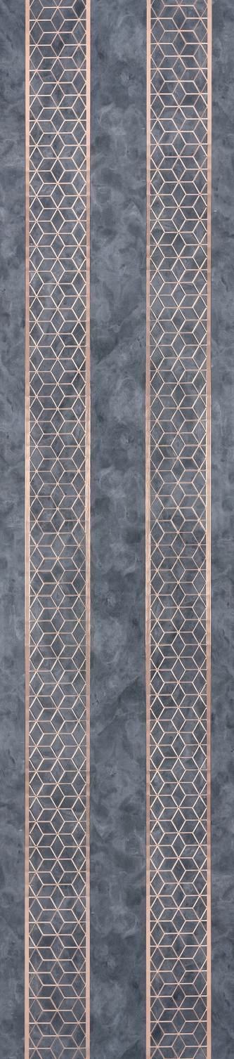 Grey Geometric Charcoal Decorative Wall Panel Designer 8x2 Ft - Ed1002