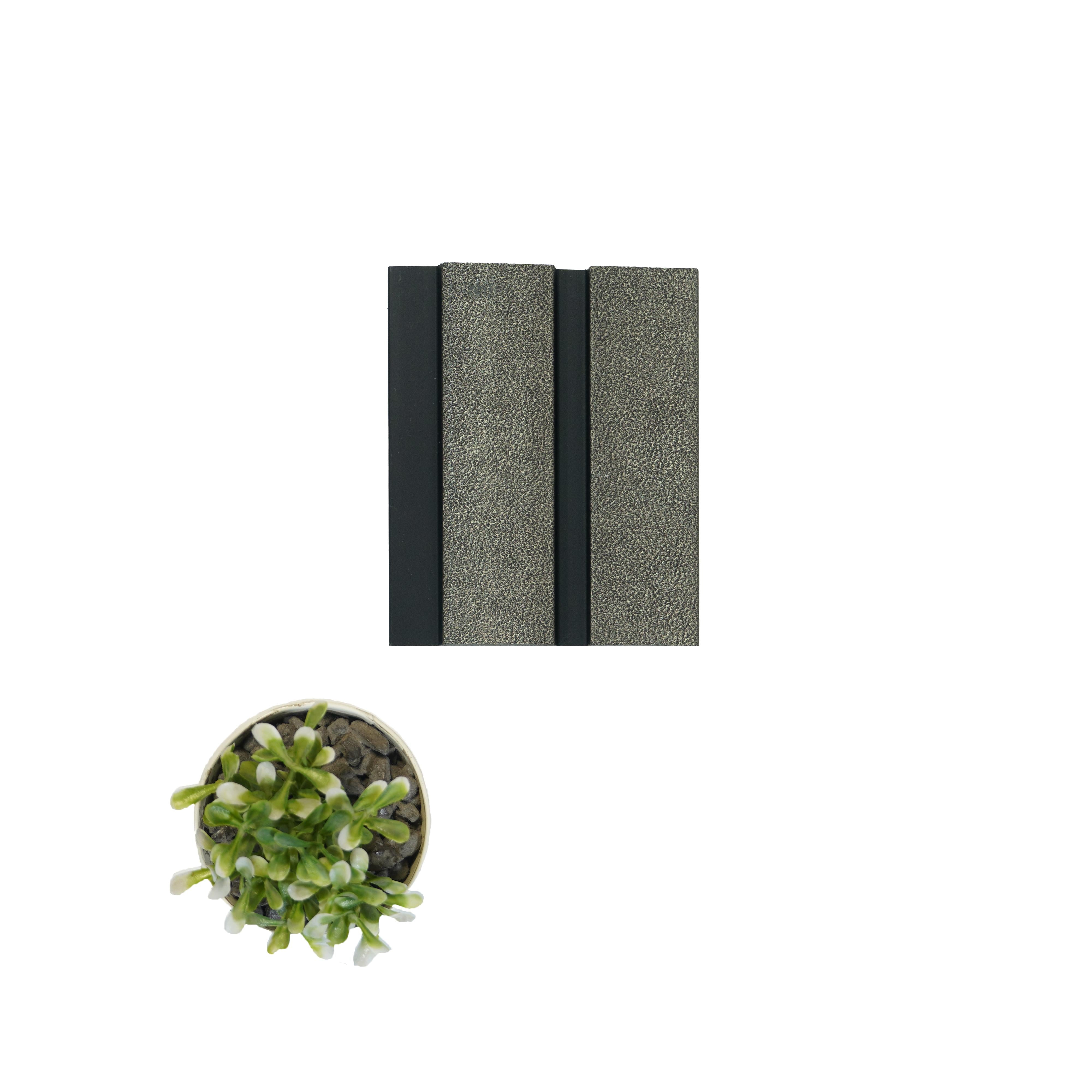 Grey Leather Charcoal Louver Fabric 9.5x0.39 Ft - Wl 2810