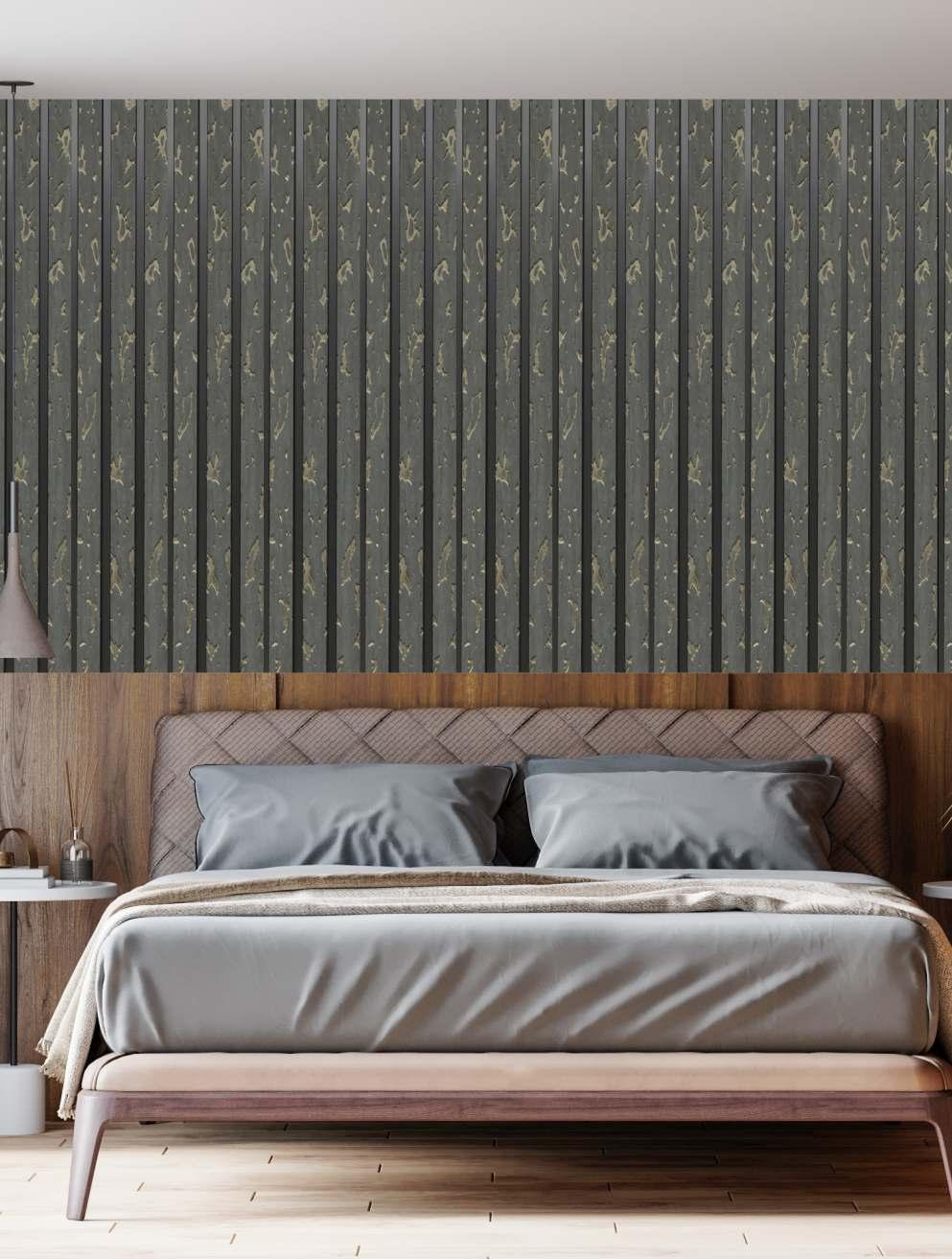 Premium Charcoal Panel Wood Louvers Grey 9.5x0.4 Ft - Pn 03558