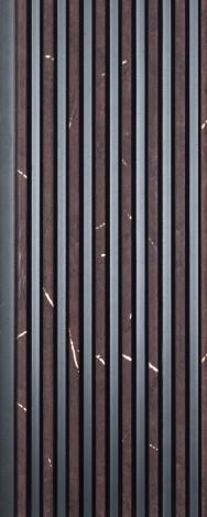 Grey Marble Finish Charcoal Louvers Panel & Stone 8x0.41 Ft - 4526