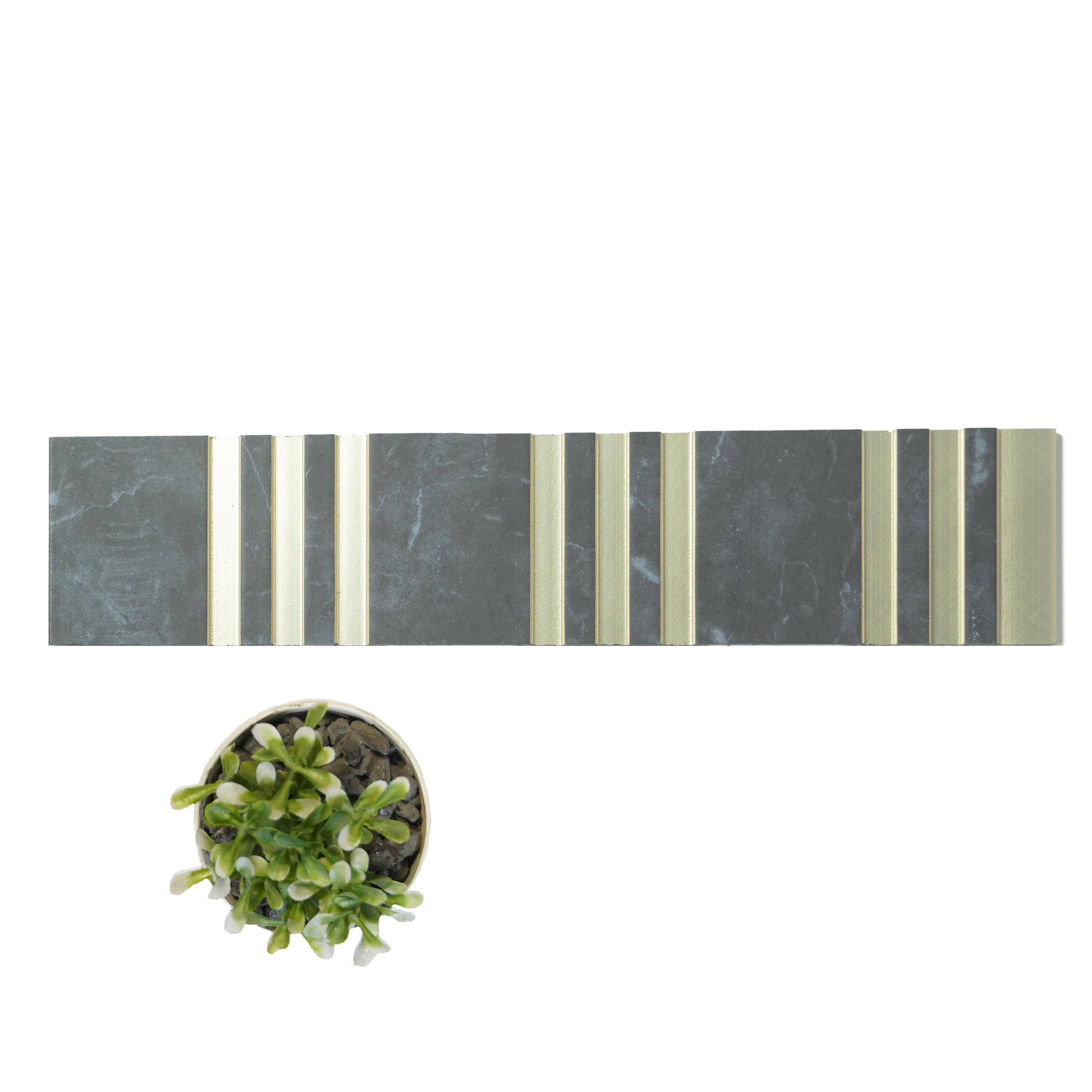 Grey Marble Charcoal Louvers Panel & Stone 8x1 Ft - Pn 00775