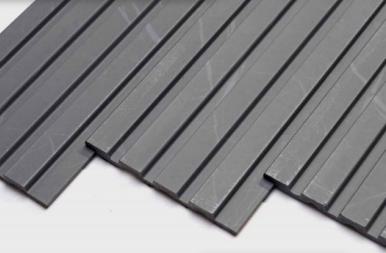 Grey Marble Charcoal Louvers Panel & Stone 8x0.4 Ft - Pn 00664