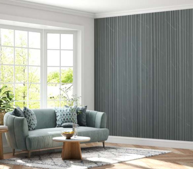 Grey Marble Charcoal Louvers Panel & Stone 9.5x0.4 Ft - Pn 00523