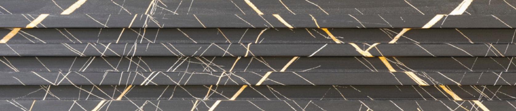 Grey Marble Wpc Louver & Stone 9.5x0.5 Ft - Pn 02908