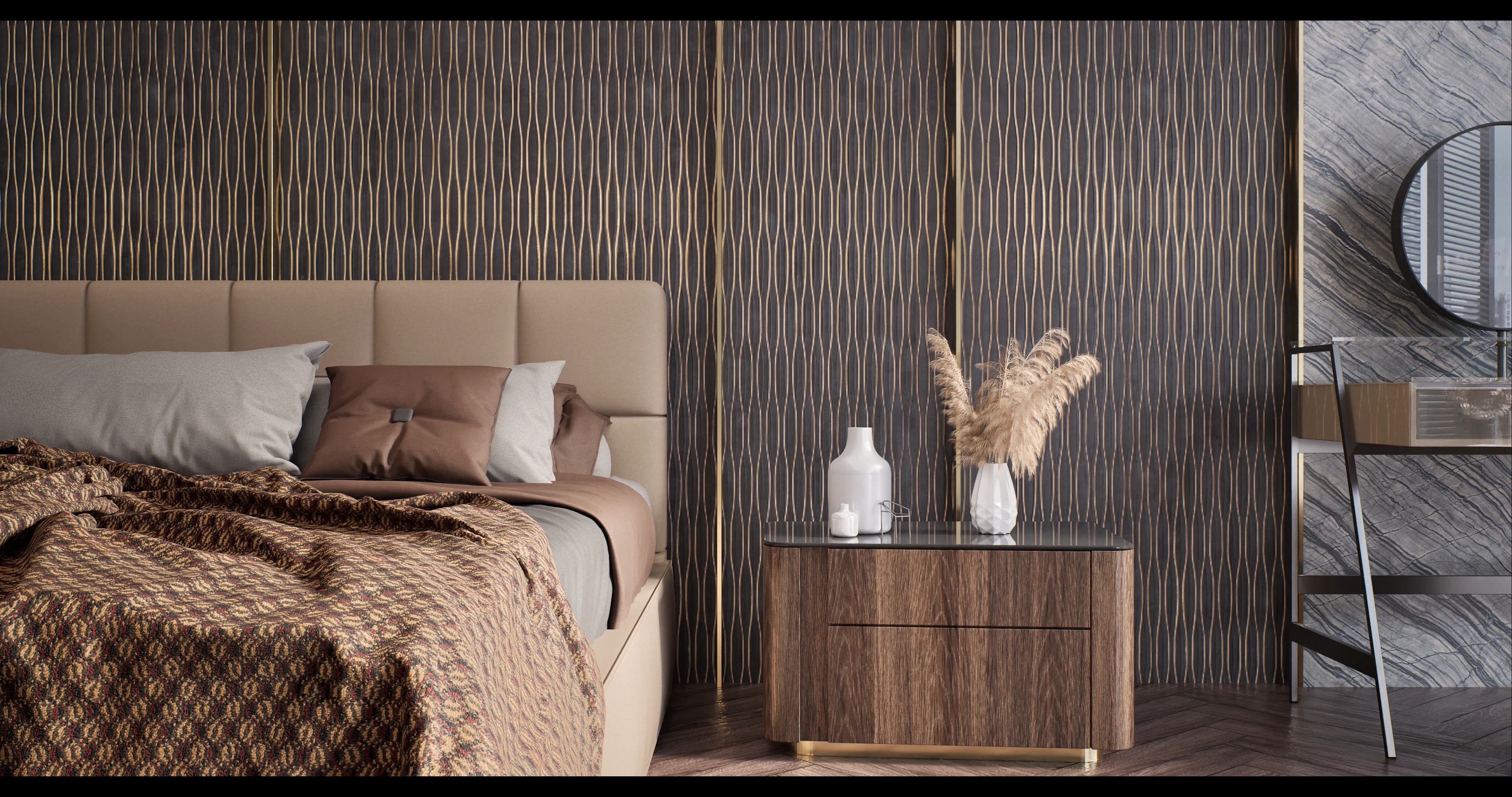 Patterned Charcoal Decorative Wall Panel Designer Grey 8x2 Ft - Pn 00357 C