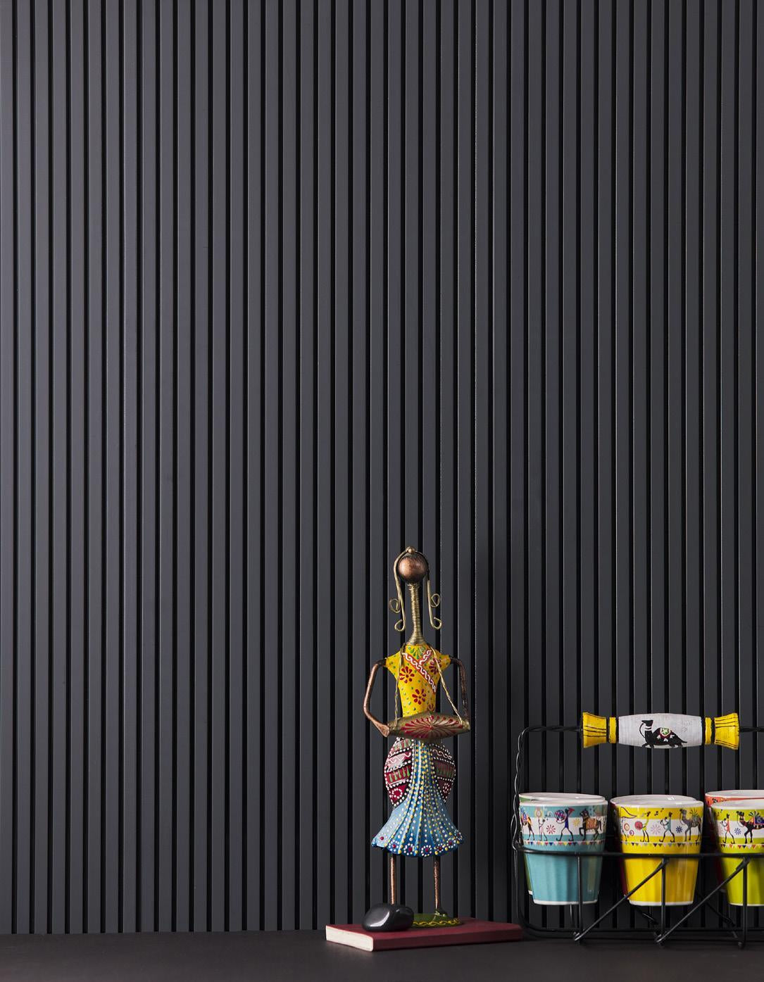 Rang Charcoal Louver Plain Colors Grey 8x1 Ft - Ra 8112