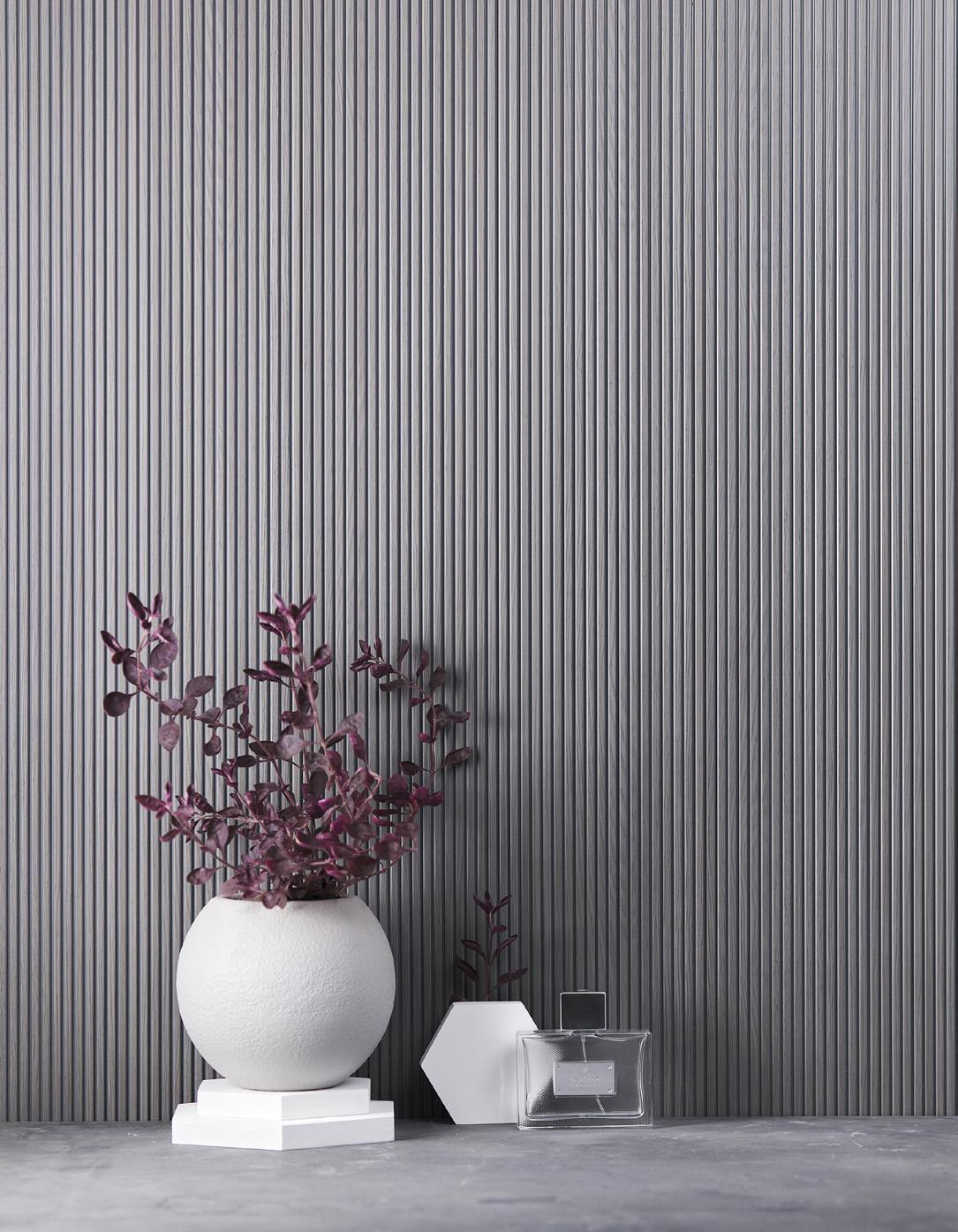 Rang Charcoal Louvers Panel Wood Grey 8x1 Ft - Ra 8104