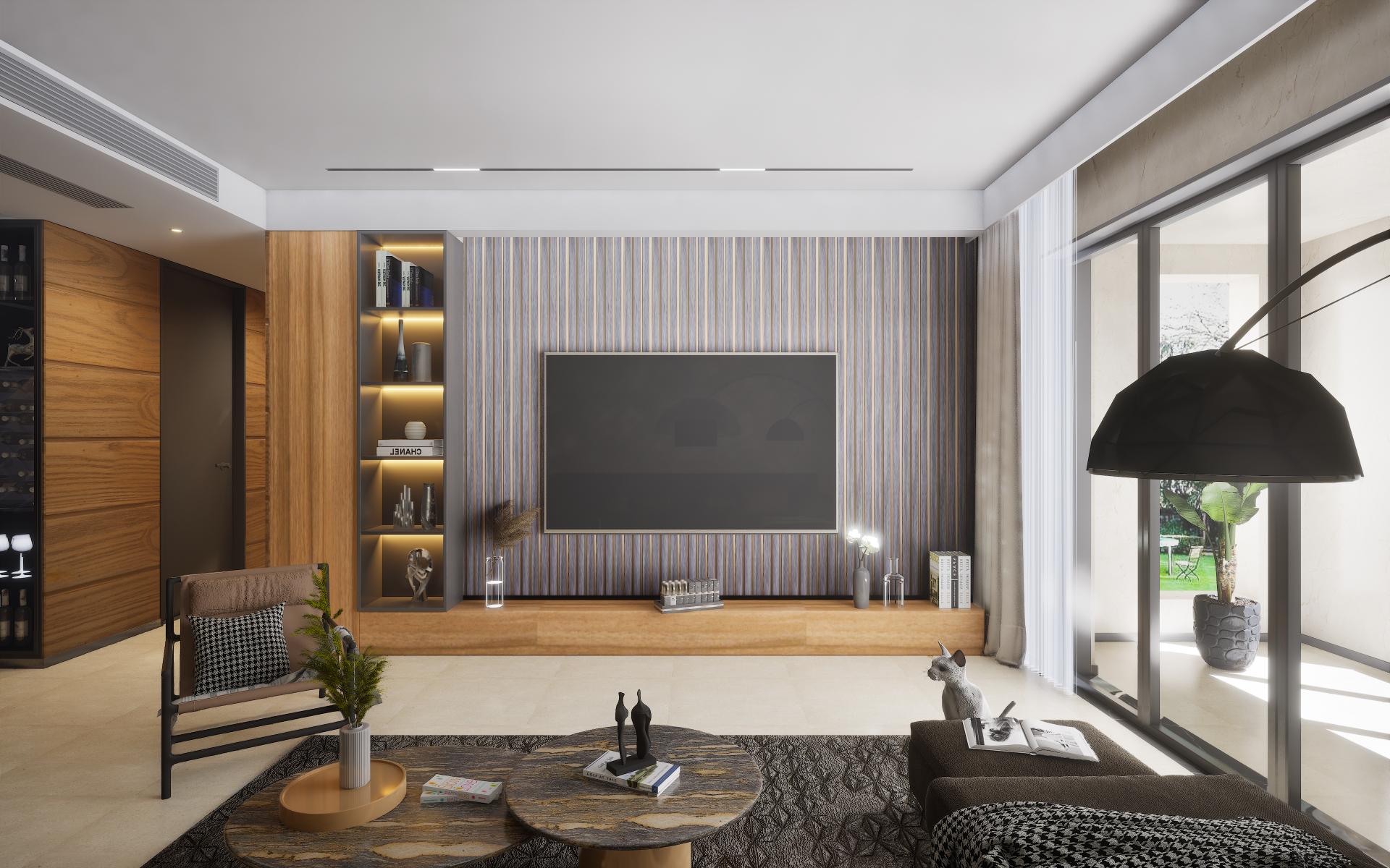 Grey Wooden Louvers Panel Wood 8x0.58 Ft - 972006