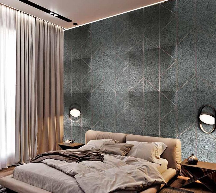 Silver Shine Inlay Panels Designer Louvers Grey 8x2 Ft - Lm 11468 B