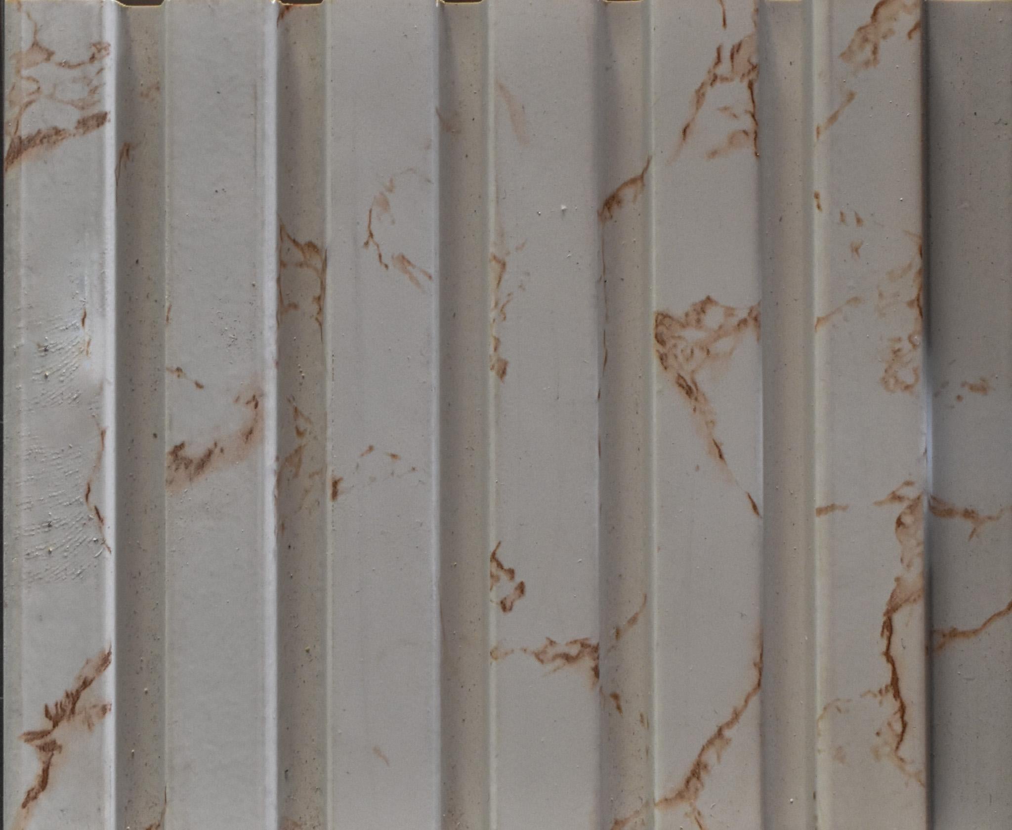 Marble Charcoal Fluted Louvers & Stone White 8x0.33 Ft - C 36