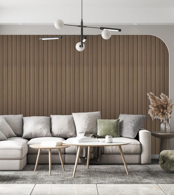 Interlock Charcoal Louvers Wood Muted Brown 9.5x0.38 Ft - Pn 02717 Q