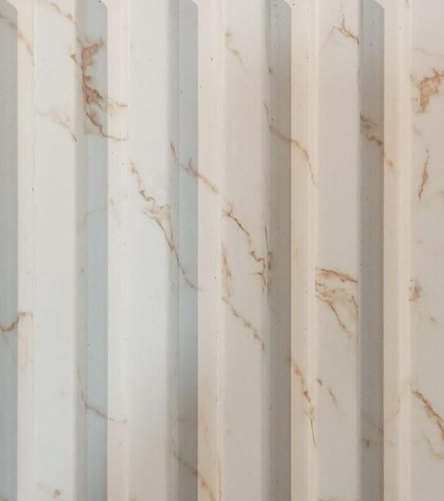 Charcoal Louvers Panel Marble & Stone White 8x0.41 Ft - Pn 00557