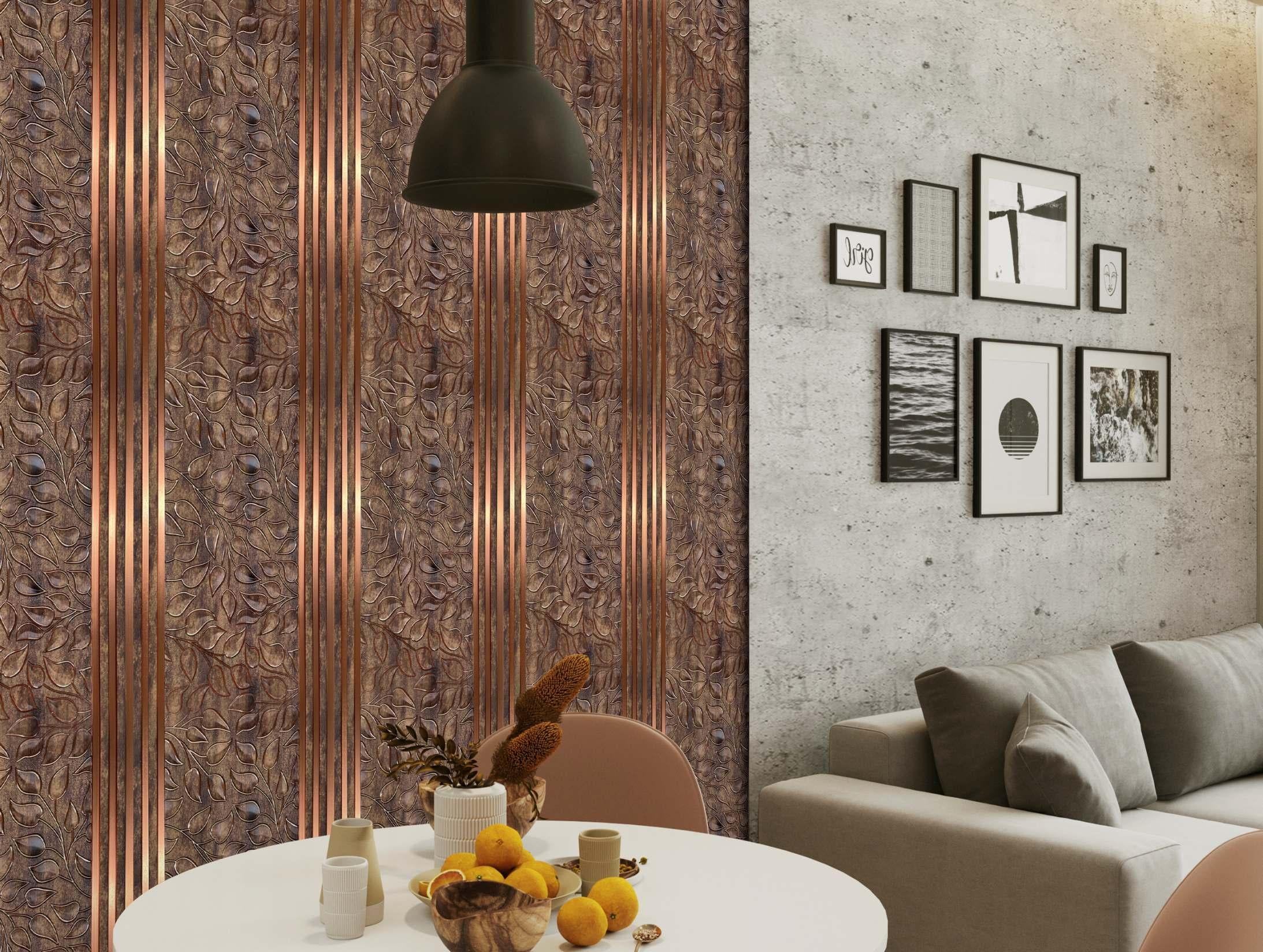 Coffee Leaf Charcoal Louvers Designer Brown 8x1 Ft - Pn 01647