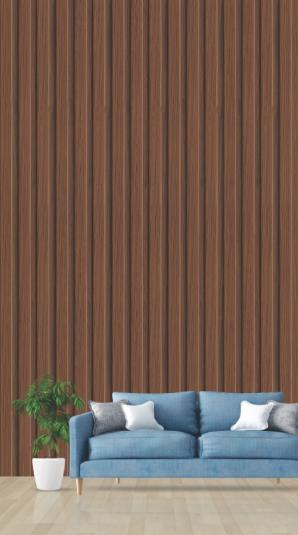 Pvc Louvers Panel Wood Brown 8x0.41 Ft - Pn 03278
