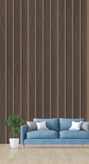 Pvc Louvers Panel Wood Brown 8x0.41 Ft - Pn 03282