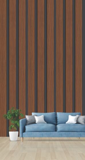 Pvc Louvers Panel Wood Brown 8x0.41 Ft - Pn 03293