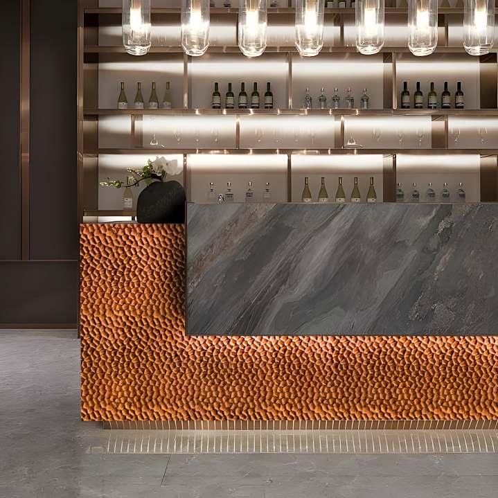 Decorative Wall Louvers Panel Metallic Brown 8x2 Ft - Pn 03321