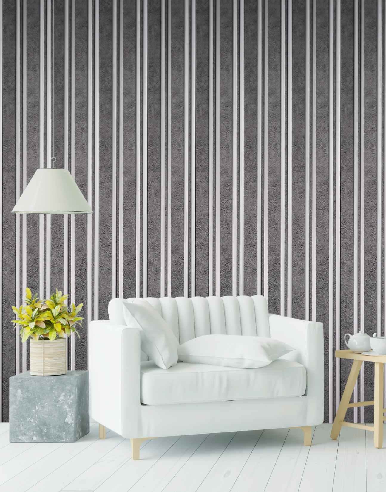 Patterned Finish Grey Charcoal Louvers Designer 8x0.41 Ft - Pt 816