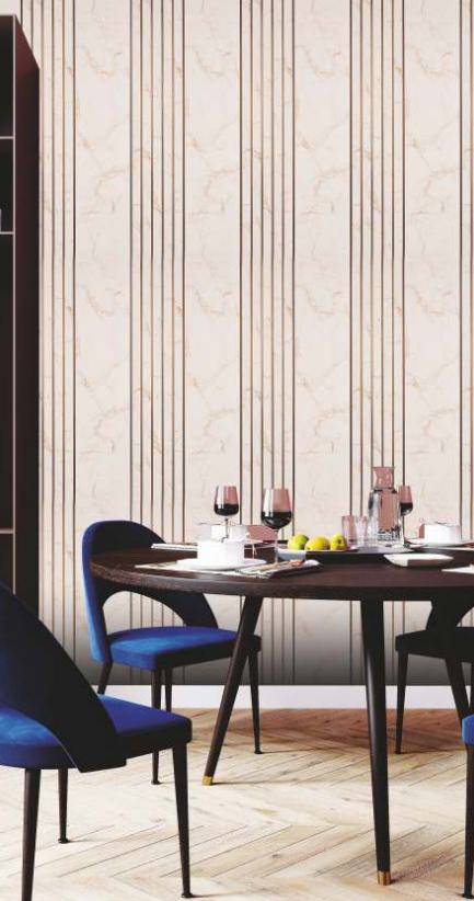 Brown Charcoal Louvers Panel Marble & Stone 9.5x1 Ft - Rc 1740
