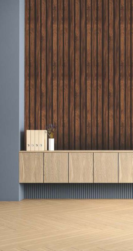 Brown Charcoal Louver Wood 8x1 Ft - Rc 601