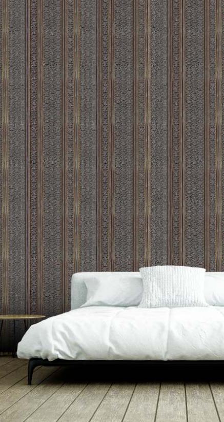 Brown Charcoal Louvers Panel Designer 8x1 Ft - Rc 702