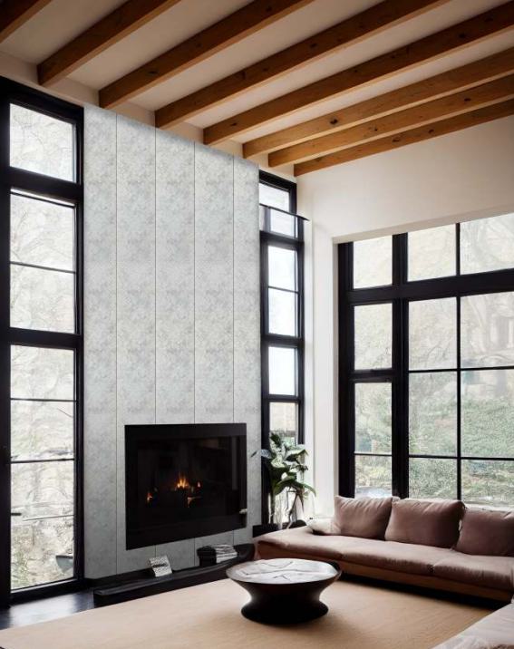 White Charcoal Louver Panel Designer 8x2 Ft - Rc 813