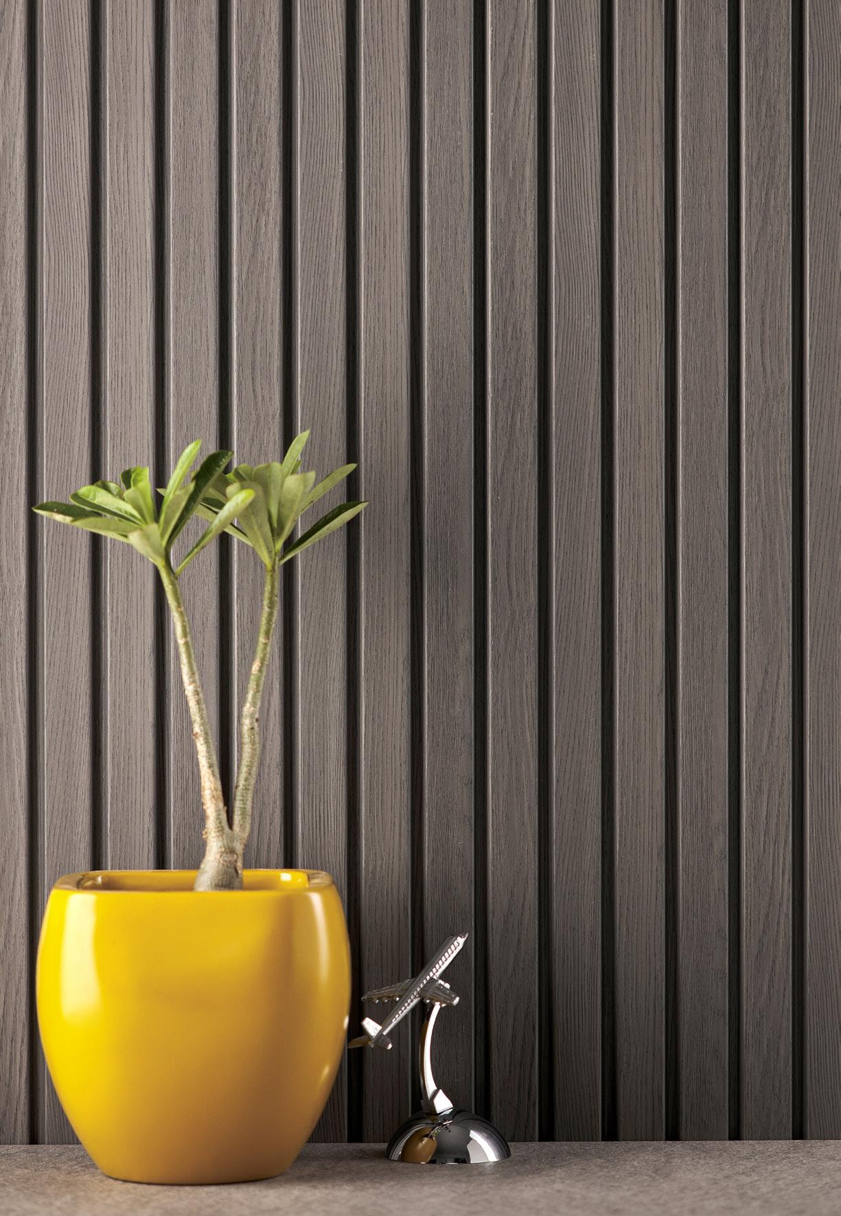 Groove Forest Series Charcoal Louvers Wood Grey 9x0.41 Ft - Rg 5204