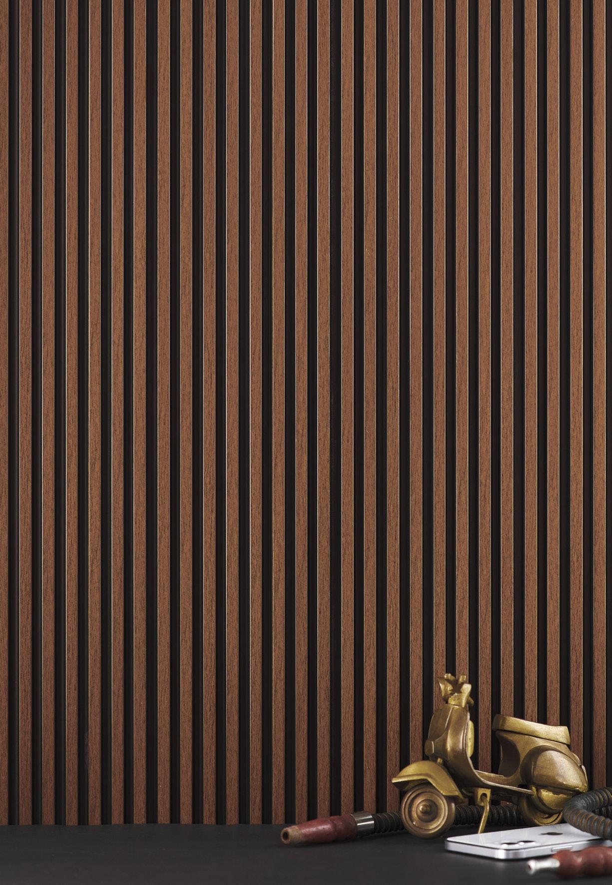 Groove Forest Series Charcoal Louvers Wood Brown 9x0.41 Ft - Rg 5208