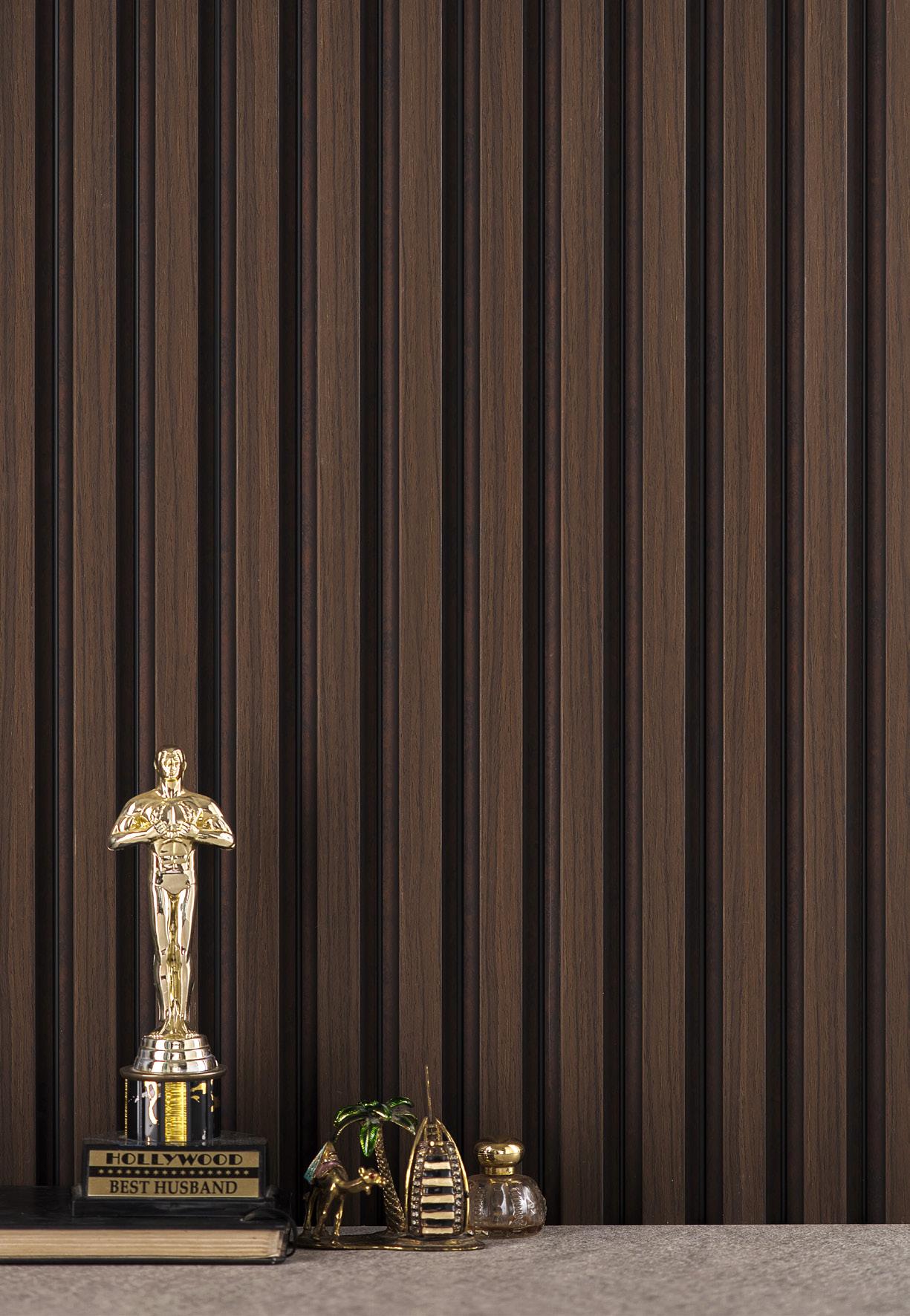 Groove Forest Series Charcoal Louvers Wood Brown 9x0.39 Ft - Rg 5227