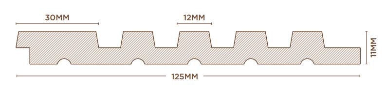 Groove Forest Series Charcoal Louvers Wood Brown 9x0.41 Ft - Rg 5264